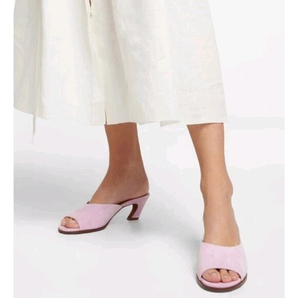 Chloe Oli Blue Suede Mule Sandal Women's Size 37 1/2 US 7 - Picture 1 of 9